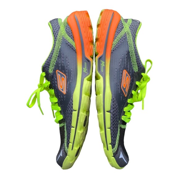 Skechers GOrun2 Men's US 10 Grey neon green orange running minimalist shoes - Picture 4 of 9